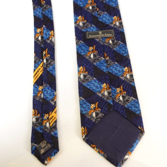 ERMENEGILDO ZEGNA Luxury Navy Multi Repp Stripe Oxford Tie Necktie Silk WIDE - Picture 6 of 11
